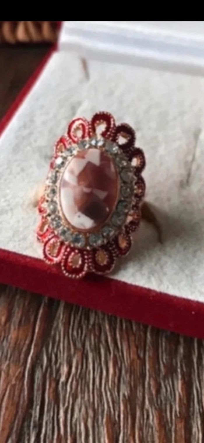 Magnifique bague réglage fleur avec strass et pierre - photo numéro 5