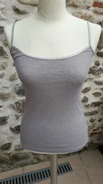 Top, fines bretelles en coton gris