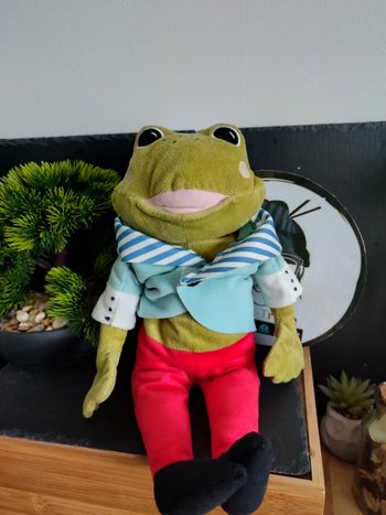 Grenouille ikea doudou vert habits bleu rouge peluche Rayé  Noir Tosig PE0238