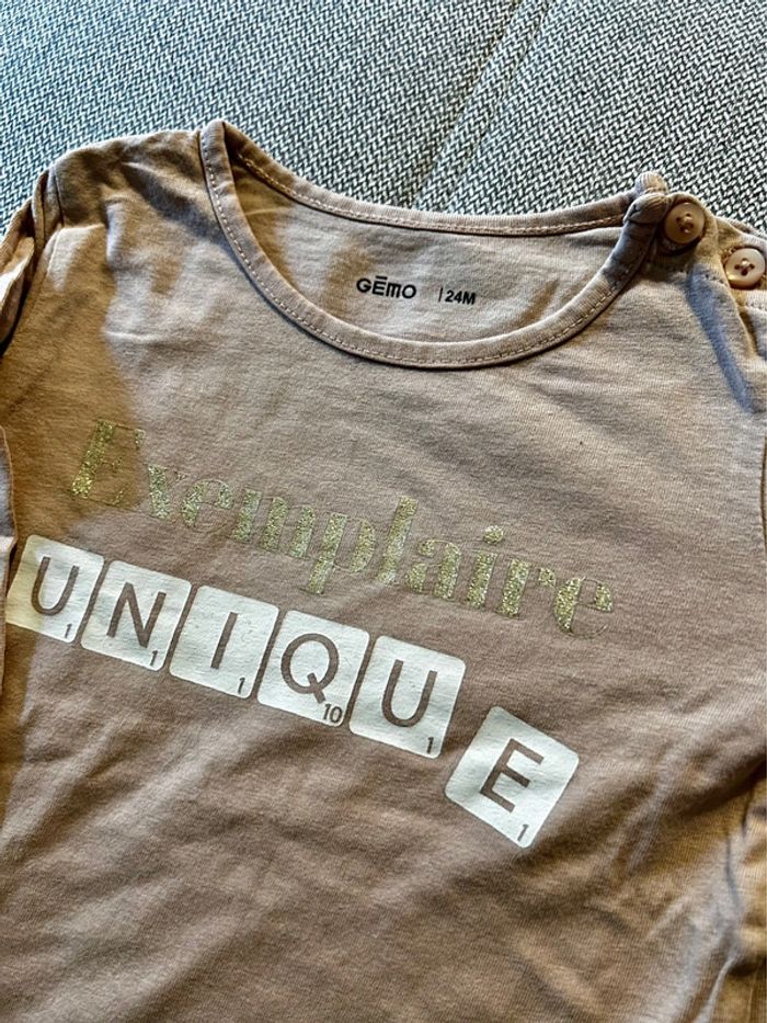 T-shirt ML rose « unique » - photo numéro 2