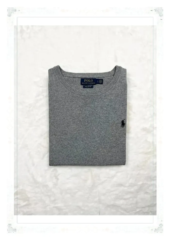 Ralph Lauren pull homme pima cotton gris col rond taille L - photo numéro 16