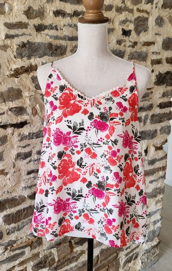Débardeur fleuri rouge rose et blanc Tissaia Taille 42