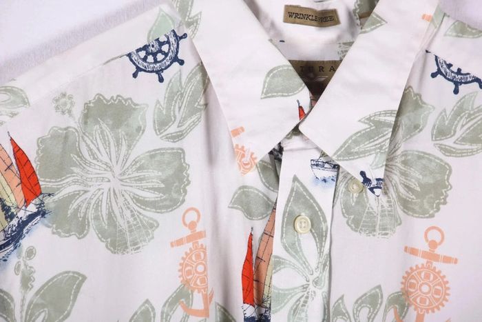 Incroyable chemisette vintage 90's en coton motif bateaux et encres marines (#240154) - photo numéro 3