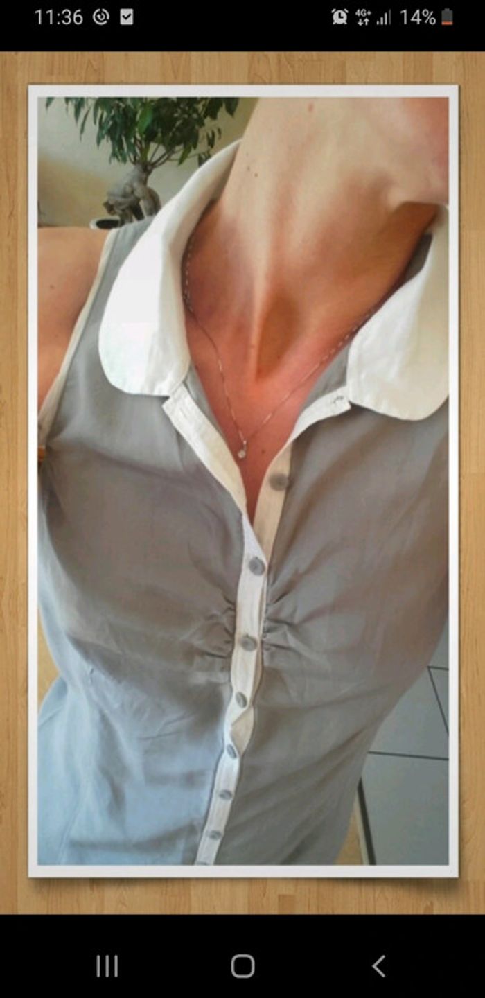 Jupe robe été en soie grise et blanche femme taille 36 Chattawac - photo numéro 4