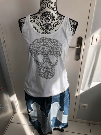 Débardeur blanc la redoute tête de mort 38/40