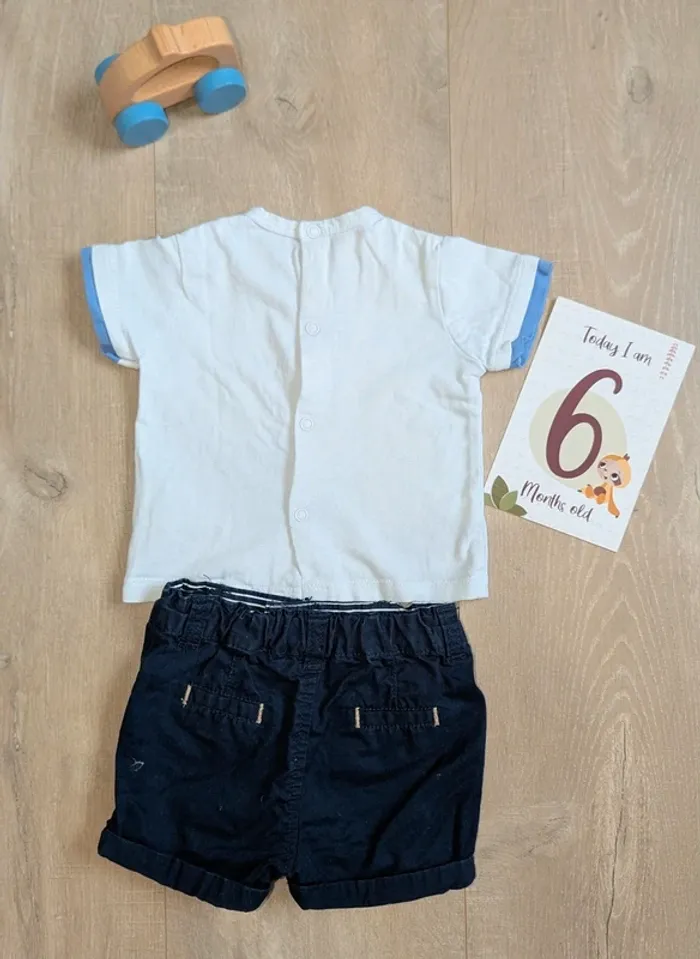Ensemble tenue t-shirt short 6 mois - photo numéro 2