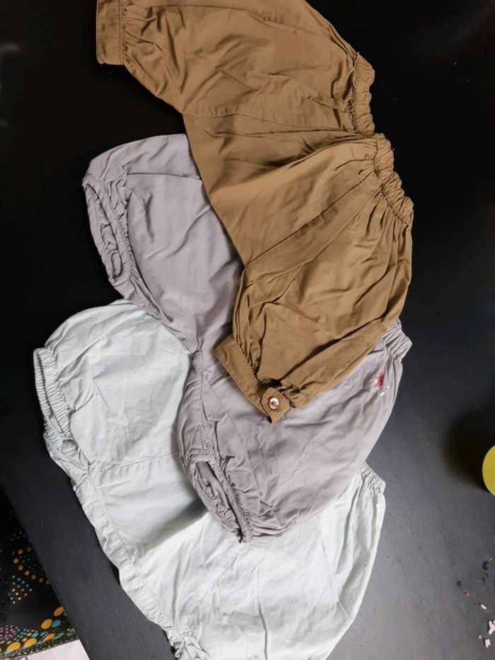 Lot 3 sarouel bébé fille 9 mois kaki vert gris neuf