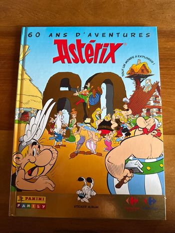 60 en d’aventure d’Astérix Panini, family, stickers, album, Carrefour