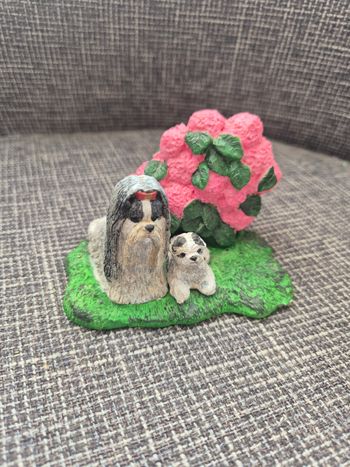 Figurine Bibelot Décoration Shih Tzu et son chiot