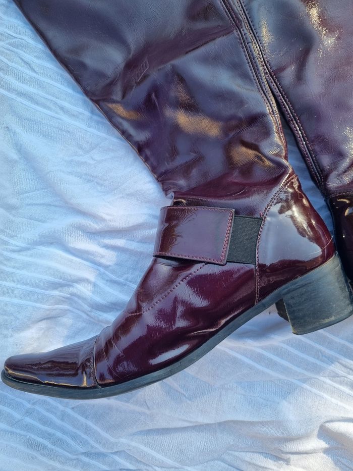 Bottes hautes rouge bordeaux - photo numéro 3
