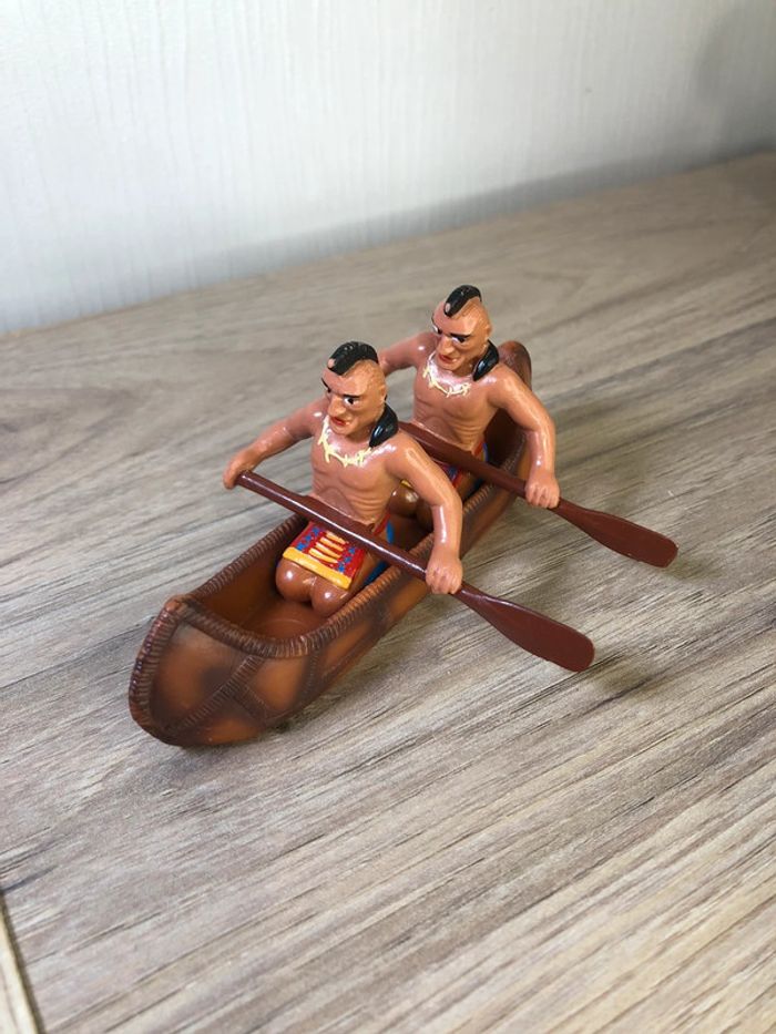Figurine canoë indien vintage pvc bully bullyland