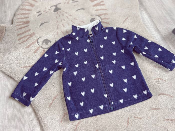 Gilet polaire bleu marine avec coeur mixte 18 mois