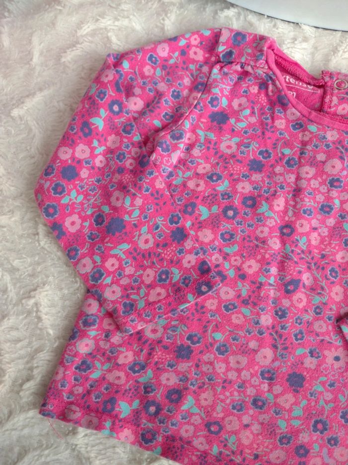 Lot de 2 tee shirt manches longues Fille 9 mois Fleurs Chat Cute Little kitty In Extenso 100% coton - photo numéro 12