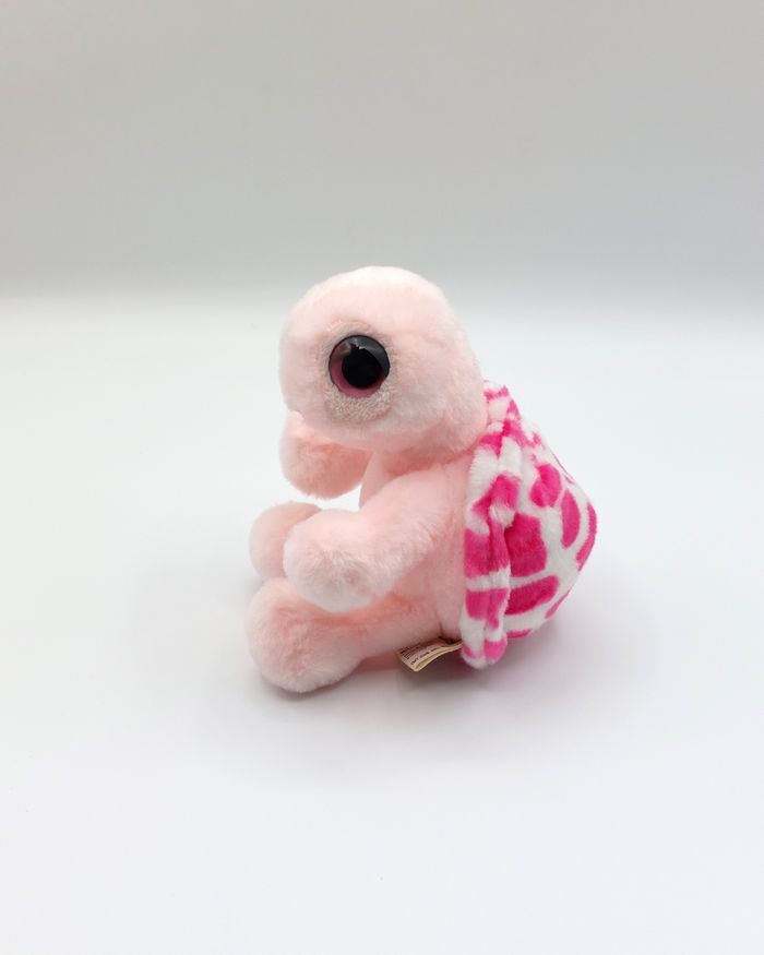 Petite peluche doudou tortue rose blanc PETJES WORLD 14 cm gros yeux - photo numéro 3
