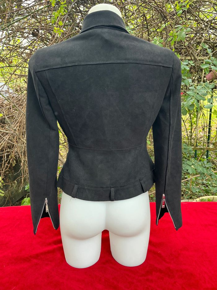 Blouson style perfecto noir T.M – effet daim, velours peau de pêche - photo numéro 3