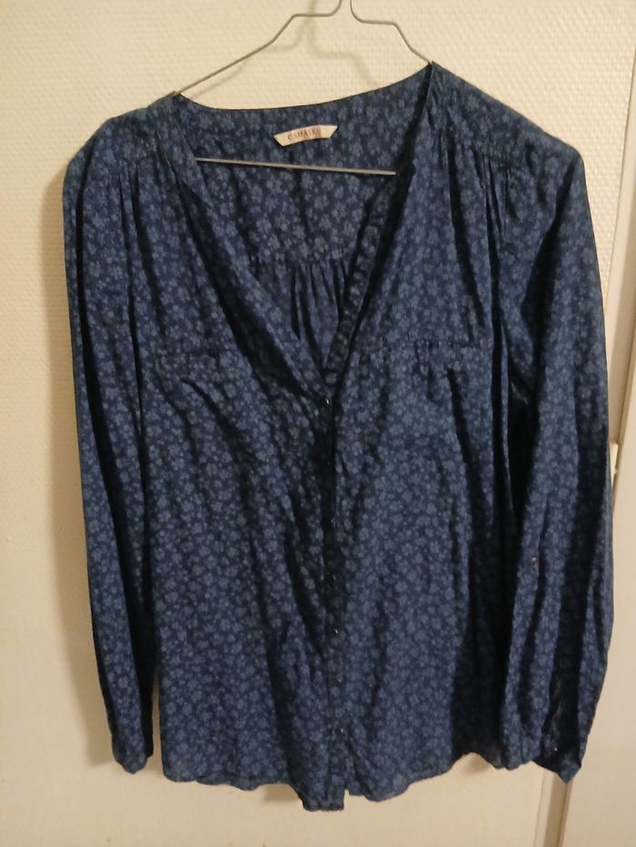 Chemisier femme taille 42 couleur marine a fleurs marque camaieu - photo numéro 4