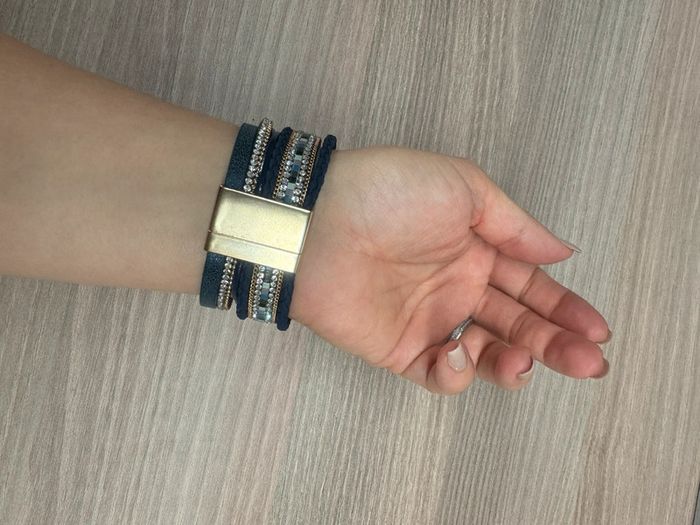 Bracelet multi branches bleu bohème chic amour cœur aimanté neuf - photo numéro 2