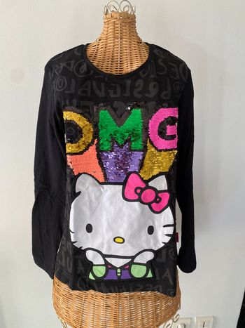 Tee shirt Desigual Hello Kitty noir a sequins paillettes taille 11-12 ans