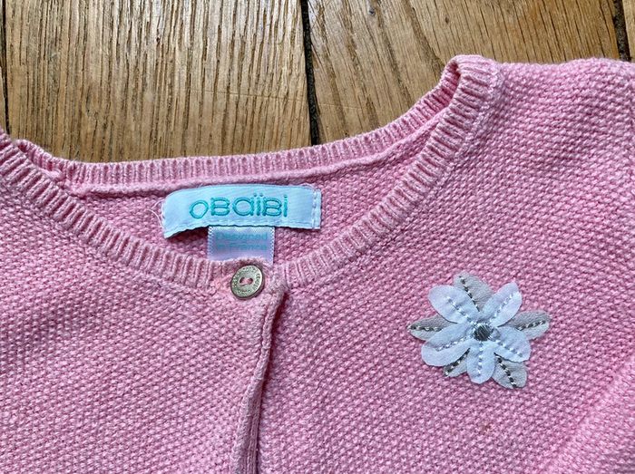 Boléro gilet Obaibi 18 mois coton rose - photo numéro 2