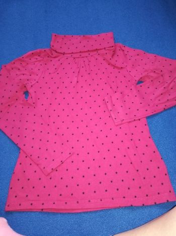 Col roulé fille rose fuschia.