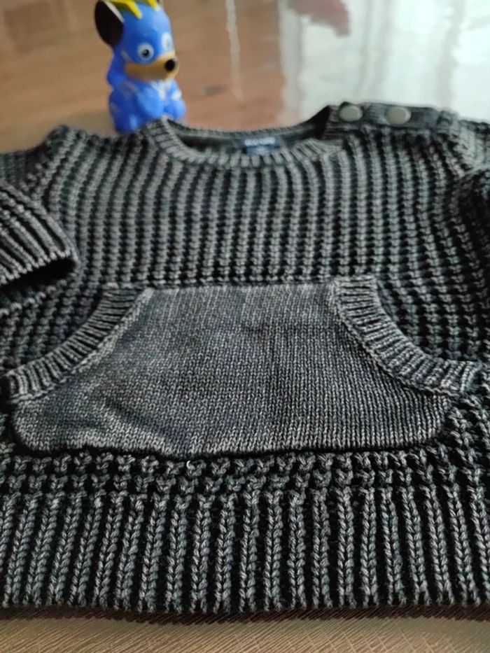 Pull noir gris type délavé - photo numéro 2