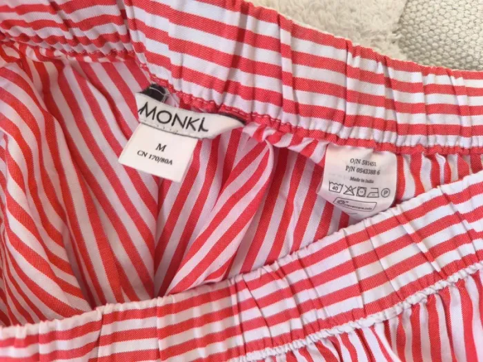 🌸 Jupe Monki – Rayures verticales rouge rosé & blanc – Taille M - photo numéro 2