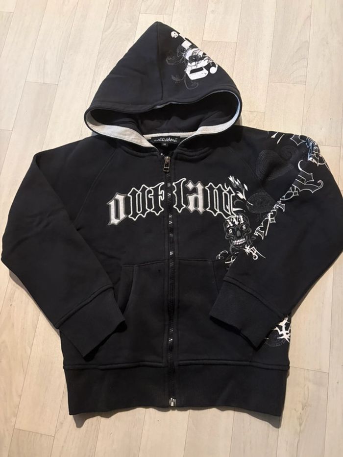Sweat zippé 10 ans overgame noir à capuche avec écriture blanche