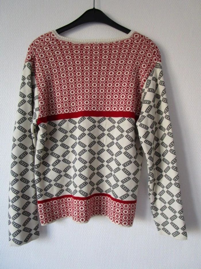 Pull crème motifs noir/rouge Agathe & Louise 40 NEUF - photo numéro 8