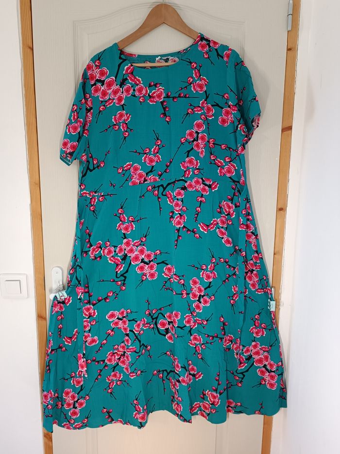 Robe floral turquoise 44