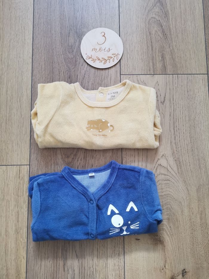 Lot de 2 pyjamas velours 3 mois
