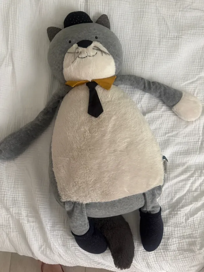 Peluche géante Moulin roty les moustaches Fernand gris - photo numéro 2
