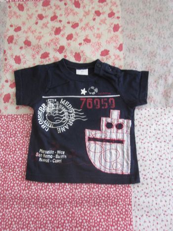 T-Shirt manches courtes bleu marine 6 mois