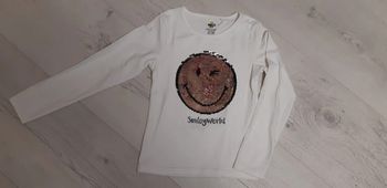 T-shirt manches longues pull fin fille 8 ans Smiley avec sequins