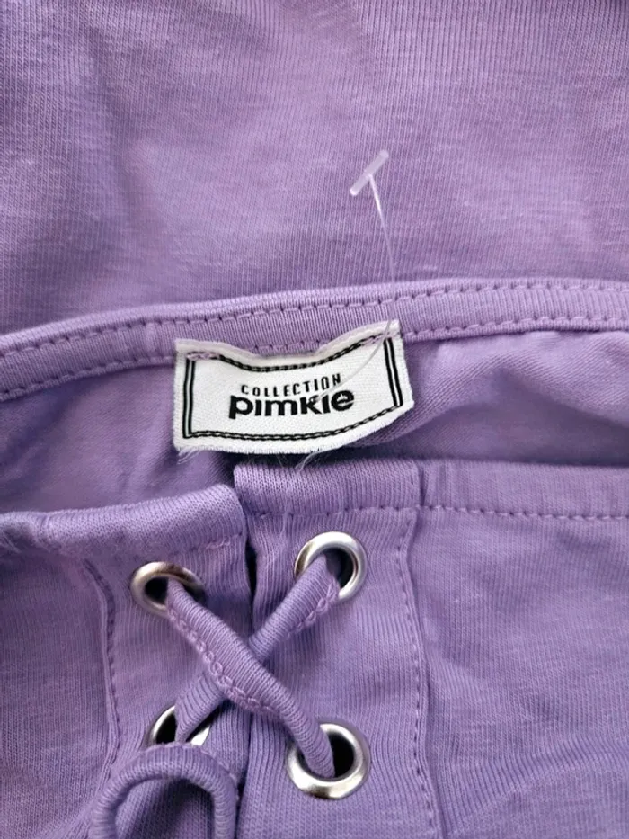 Haut crop top lilas à laçage Pimkie Taille L Neuf - photo numéro 4