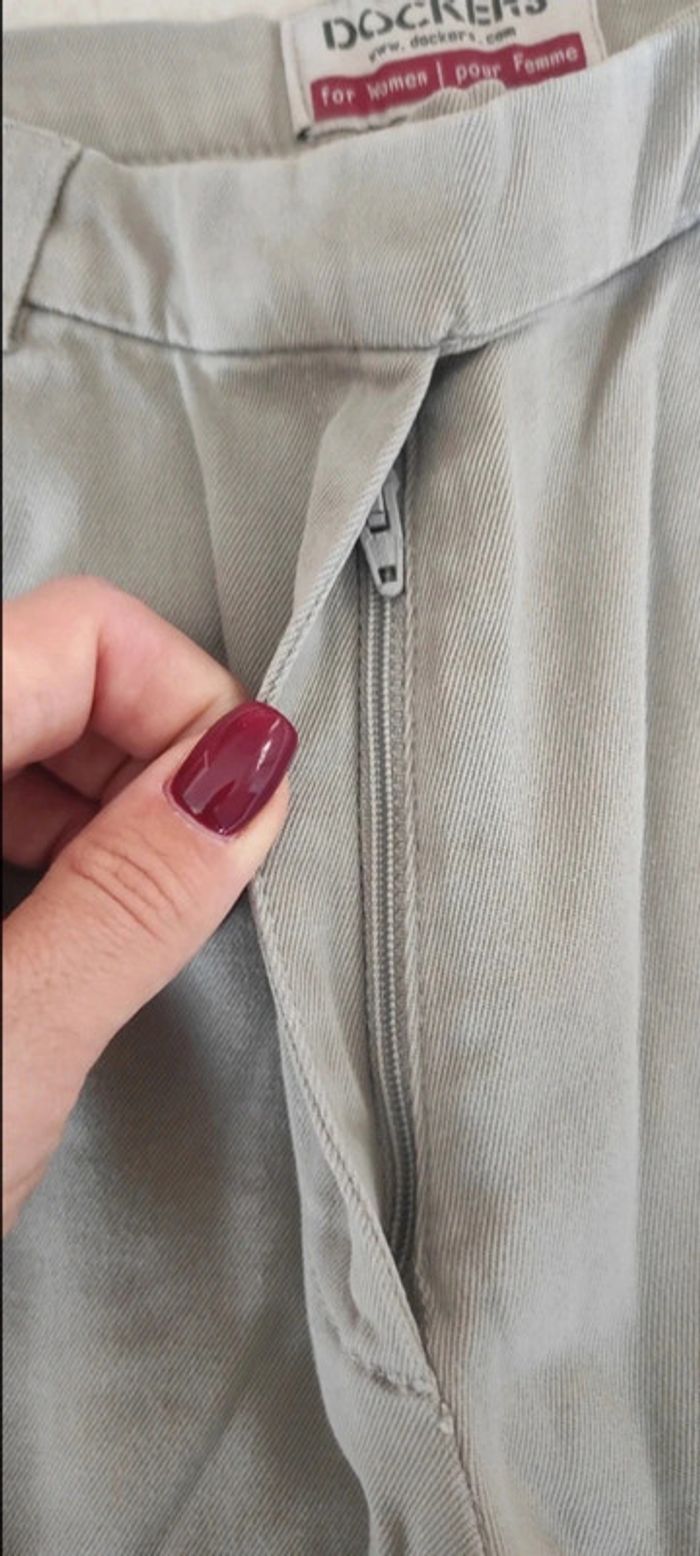 Pantalon chino femme Dockers W26 L30 gris clair coton - photo numéro 7