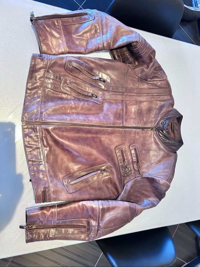 Veste en cuir brun Oryx – Homme – Taille M – Très bon état – Style biker chic
