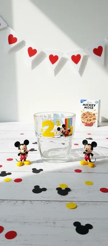 Verre Disney Mickey Mouse – Collection "Chiffre 2 & 4" & Arc-en-Ciel