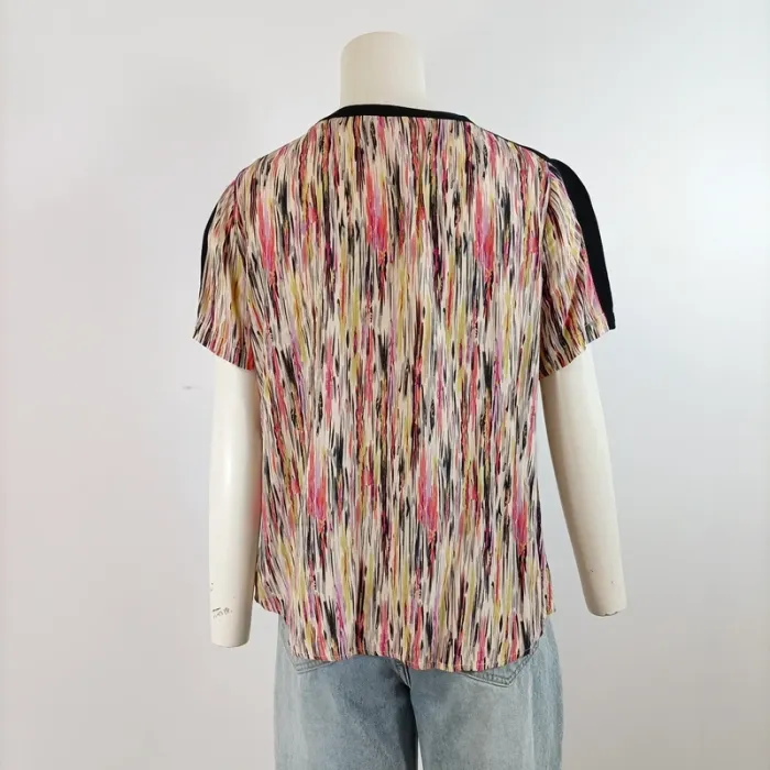 Blouse Chattawak fluide multicolore col goutte, empiècements contrastés, T40 A1573 - photo numéro 11