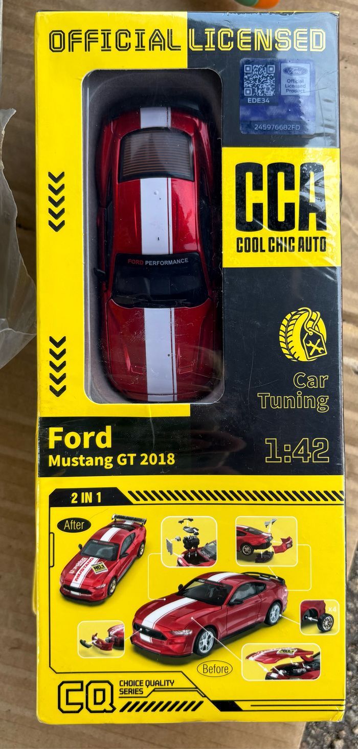 Voituré’10cm )à modifier Ford mustang GT MÉTAL neuve ROUGE BRILLANTE modifiable en voiture de rallye