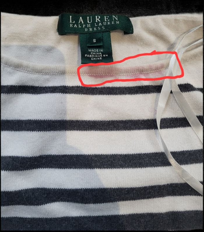 Robe-pull Ralph Lauren – Taille S – Rayures noires, grises et blanches – Col bateau – Manches 3/4 - photo numéro 5