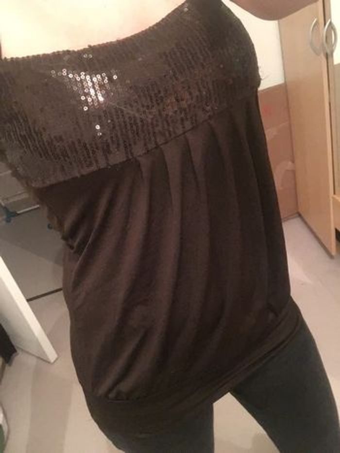 Haut pailleté marron