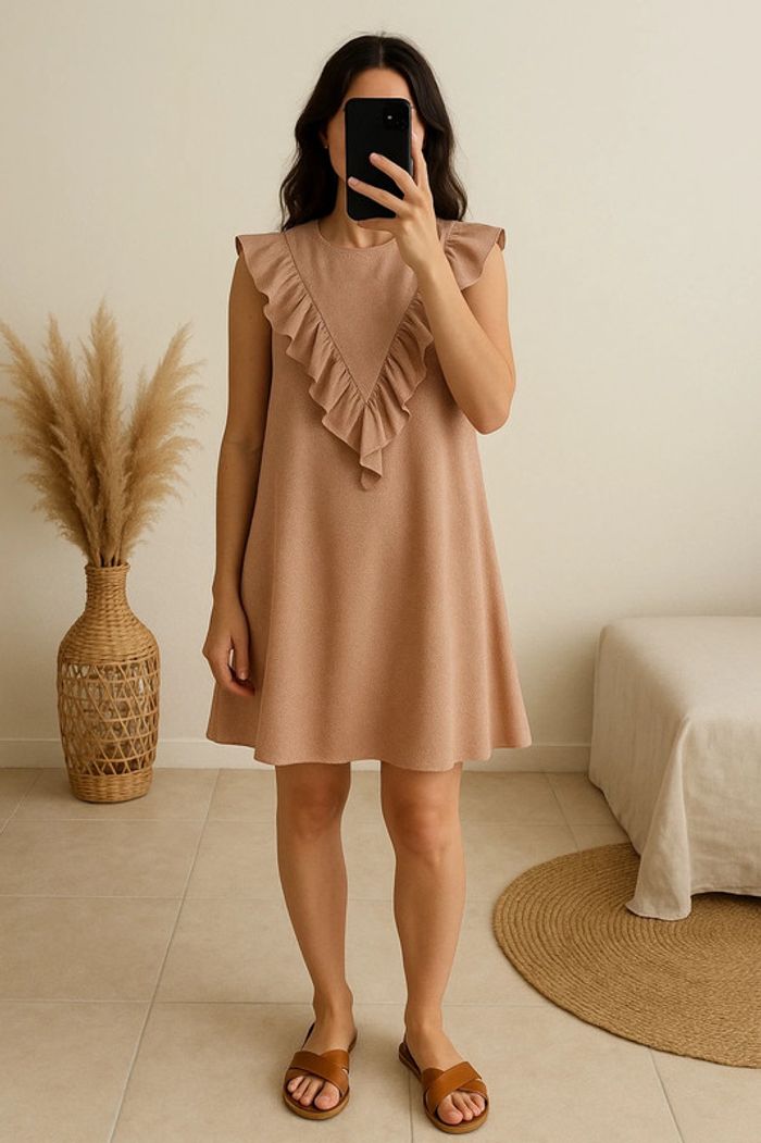 Robe rose poudré coupe évasée Janne Mill taille 36
