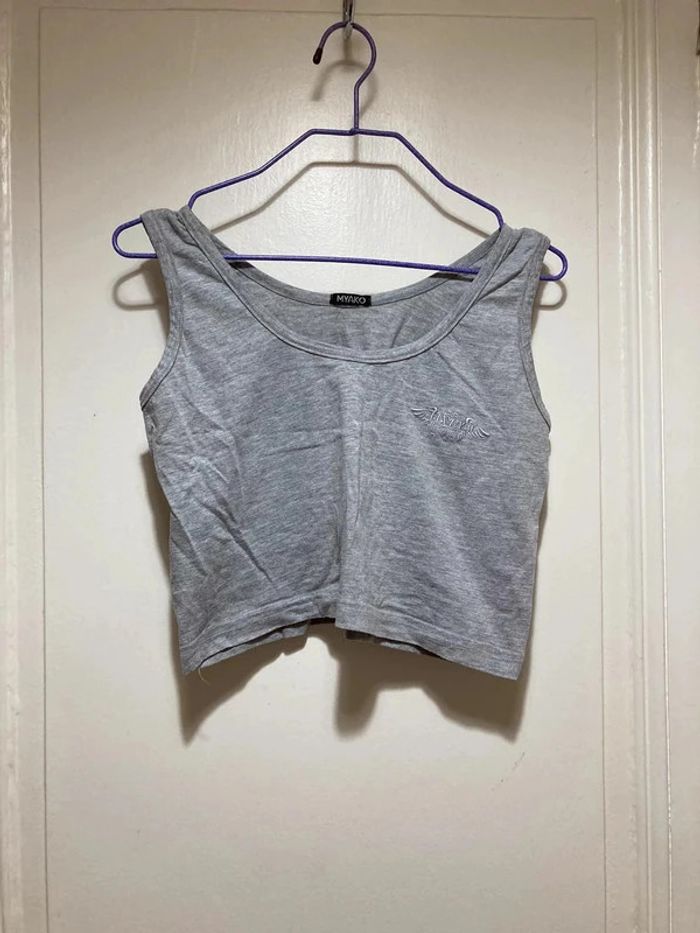 Crop top gris Myako brodé – Taille 1 - photo numéro 2