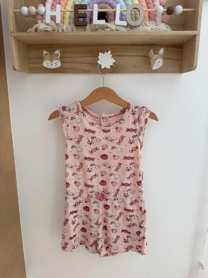 Combishort motif bonbons rose