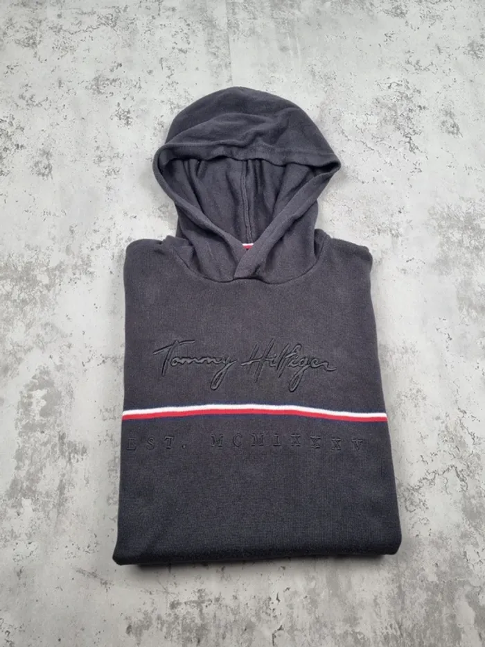 Sweat à capuche Tommy Hilfiger noir – Taille L Homme (mesures en photos) - photo numéro 2