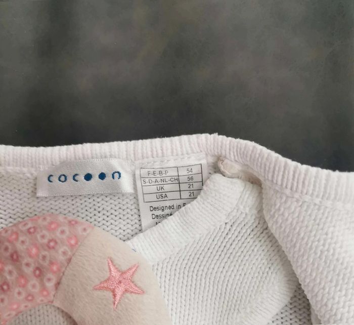 Ensemble 👣 Pull robe rose dorée kiabi et gilet blanc cache cœur cocoon 1mois/54cm - photo numéro 10