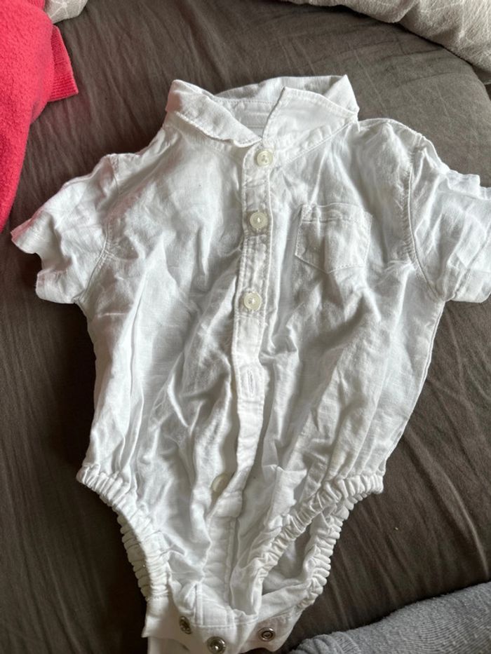 Chemise body en lin et coton 3-6m
