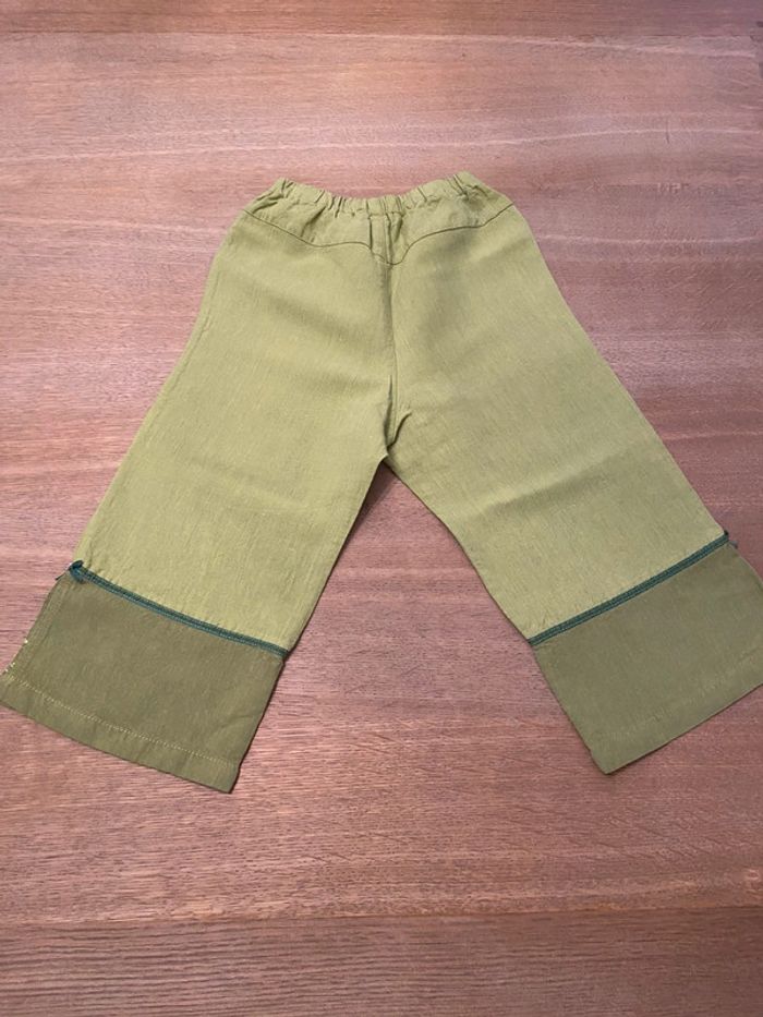 Pantacourt vert brodé neuf Catimini taille 5 ans - photo numéro 2