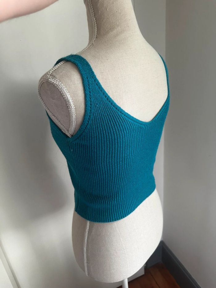 Top côtelé turquoise – 100 % coton – Fabriqué en Italie – Taille S  🩵 - photo numéro 6