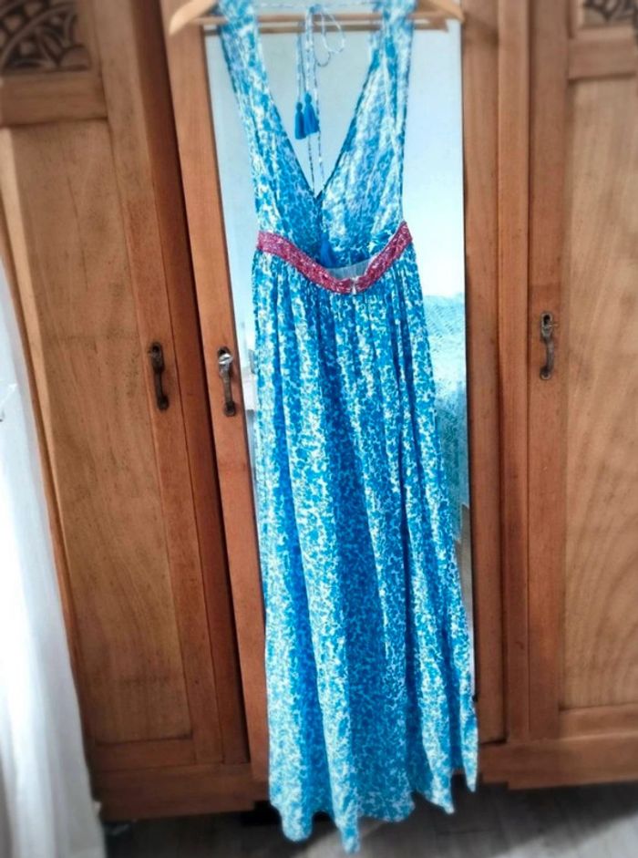 Robe fluide fleurie très longue - Dos nu - Bérénice - 34 - Comme Neuve - photo numéro 7